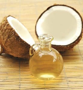 Coconut oil with coconut shells.