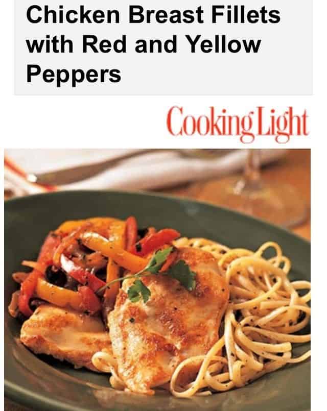 Chicken Breast Fillets with Red and Yellow Peppers.