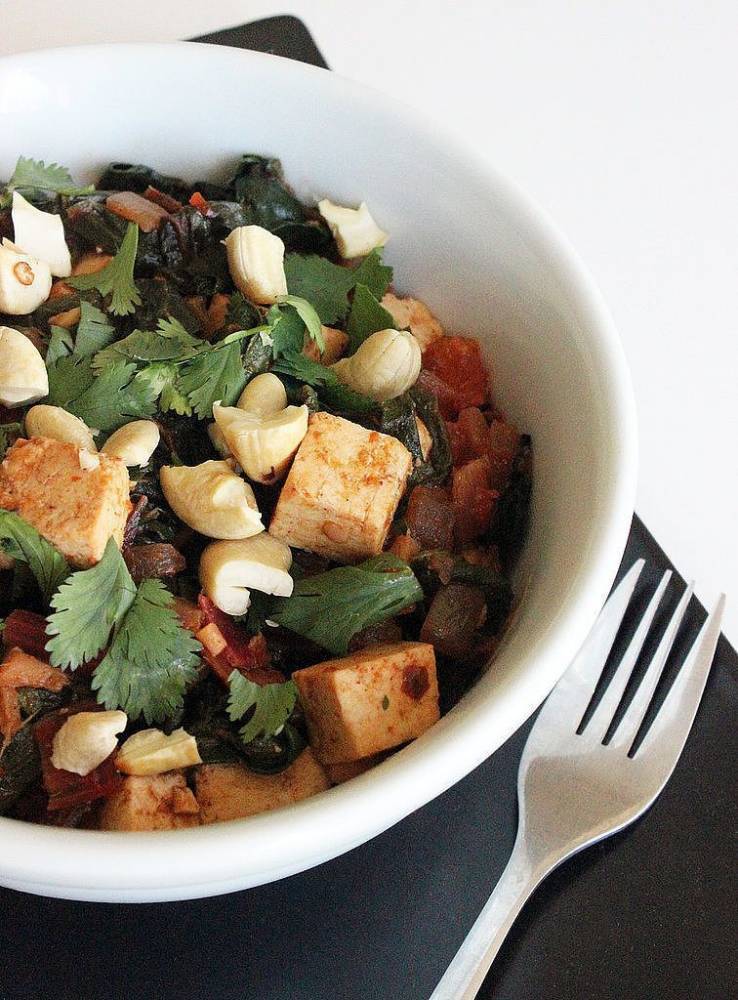 Indian-Spiced Chard With Tofu.