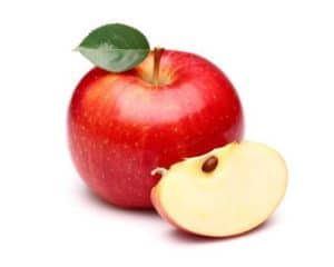 An apple and a slice of apple.
