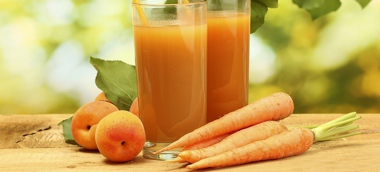 Glasses of carrot-peach juice