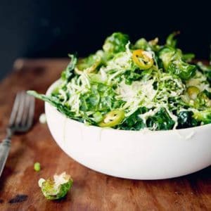 A bowl of kale salad.