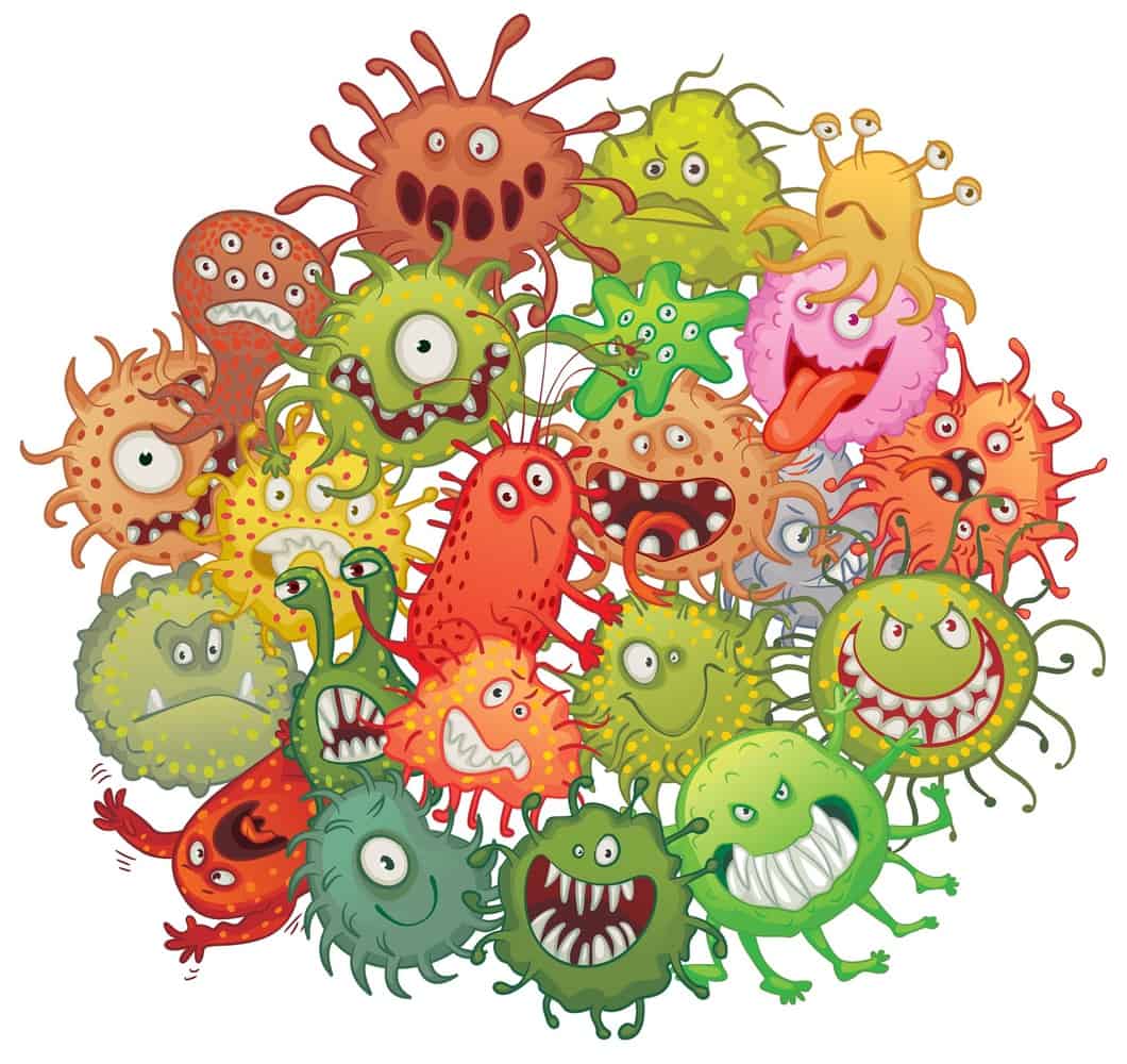 A graphic of microbes and bacteria.