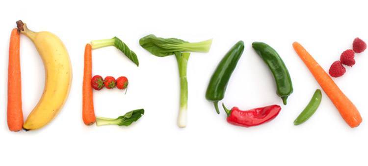 The word 'DETOX' made up of vegetables.