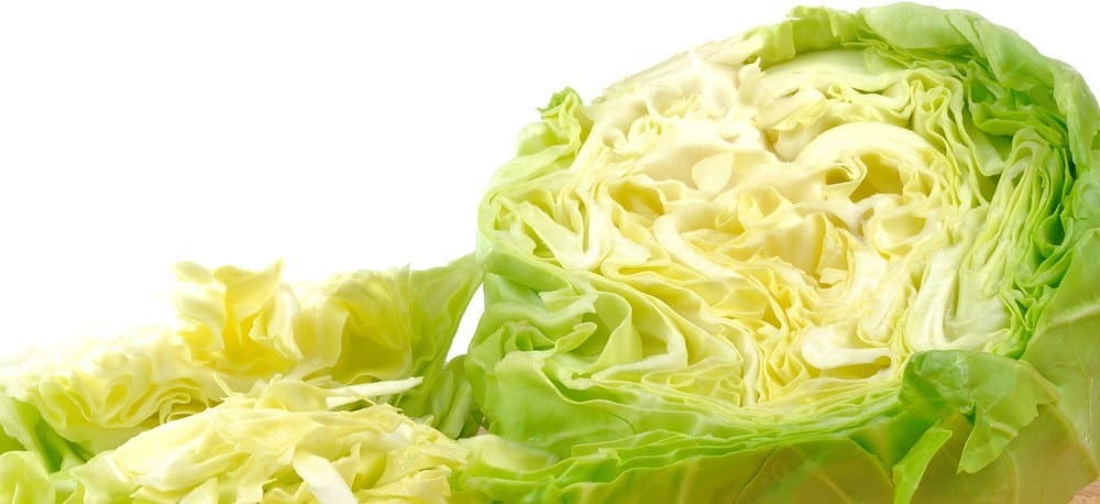 Cabbage cut into large chunks.
