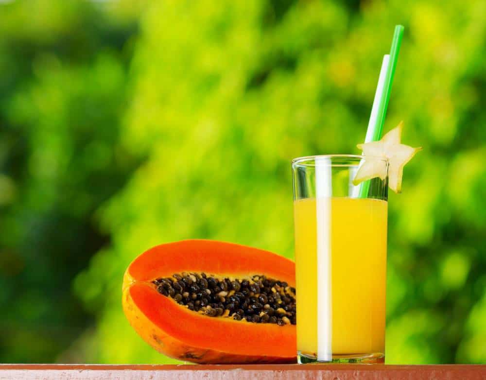 A glass of papaya juice.