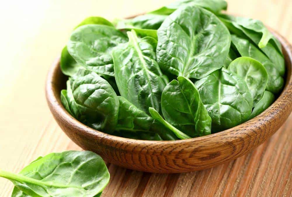 A bowl of spinach.