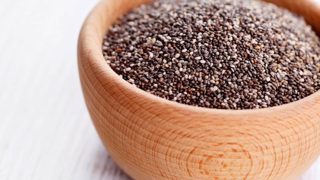 A bowl of chia seeds.