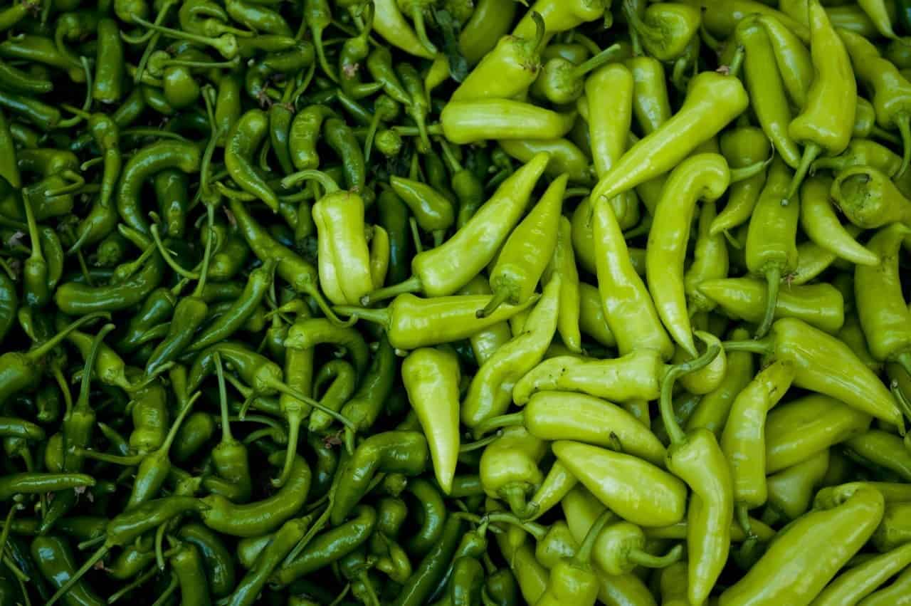 A large quantity of peppers.